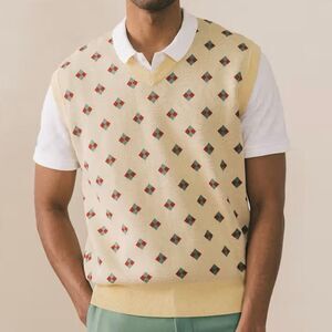 Bogey Boys Banana Cream Diamond Sweater Vest Golf Men’s Extra Large 100% Cotton